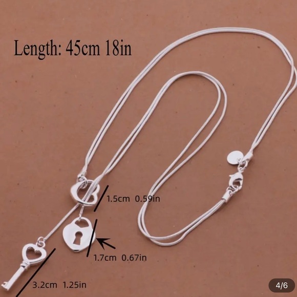 Chain and Lock Shaped Keychain, 925 Silver Plated Fashion Jewelry NWT - Picture 3 of 7